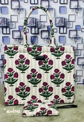 MS7 Quilted European-Style Laptop Bag – Floral Ivory